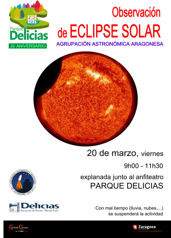 Observación del eclipse total de sol en el parque Delicias